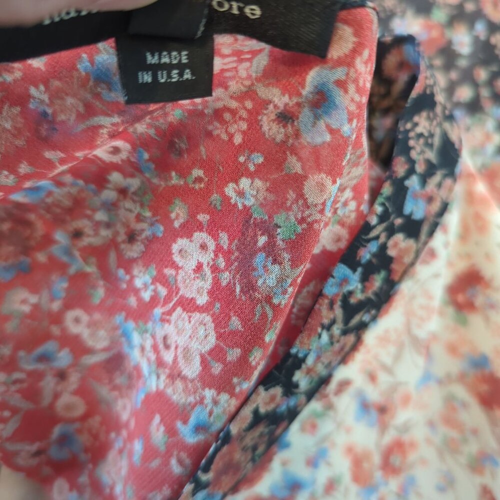 Nanette Lepore floral butterfly sleeves bohemian gypsy saloon pullover‎ blouse M - Picture 9 of 15